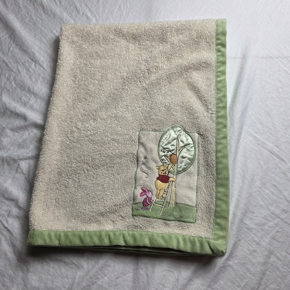 Disney Baby Pooh Piglet Blanket Tree Cream Green Edge Bee Hive Ladder Security
